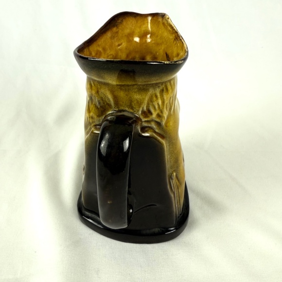 Vintage Sitting Lord Nelson Toby Jug Yellow Brown Glaze Holding Ale Handle - Picture 4 of 13